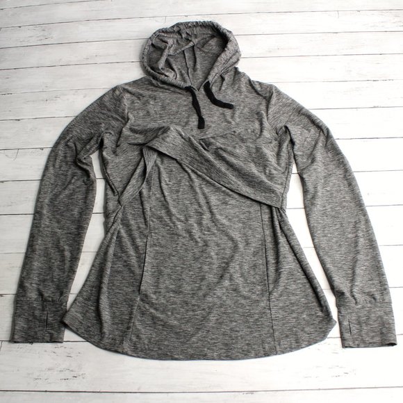 Motherhood Women's Maternity Nursing Athletic Top Size M Gray Hooded - Picture 4 of 7